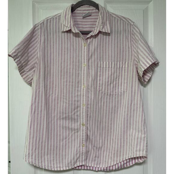 BDG Urban Outfitters Women's Pink Striped Button Up Shirt Size Large - Picture 1 of 9